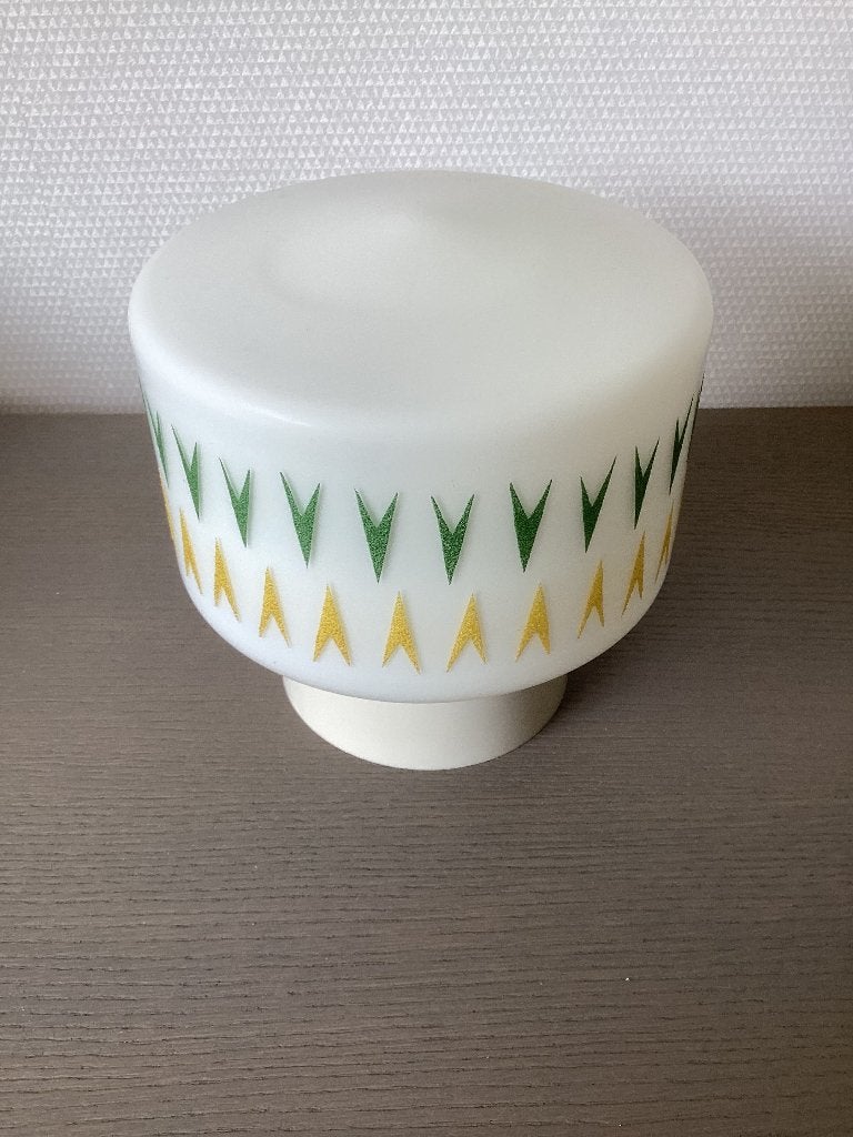 Vintage melkglazen plafondlamp met fitting, Ophalen of Verzenden