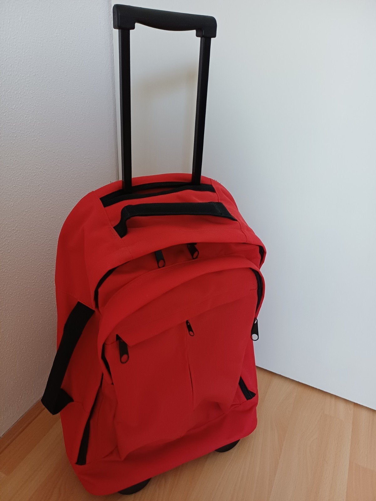 Rode rug/reistas op wieltjes met uitschuifbare handgreep, Ophalen, Nieuw