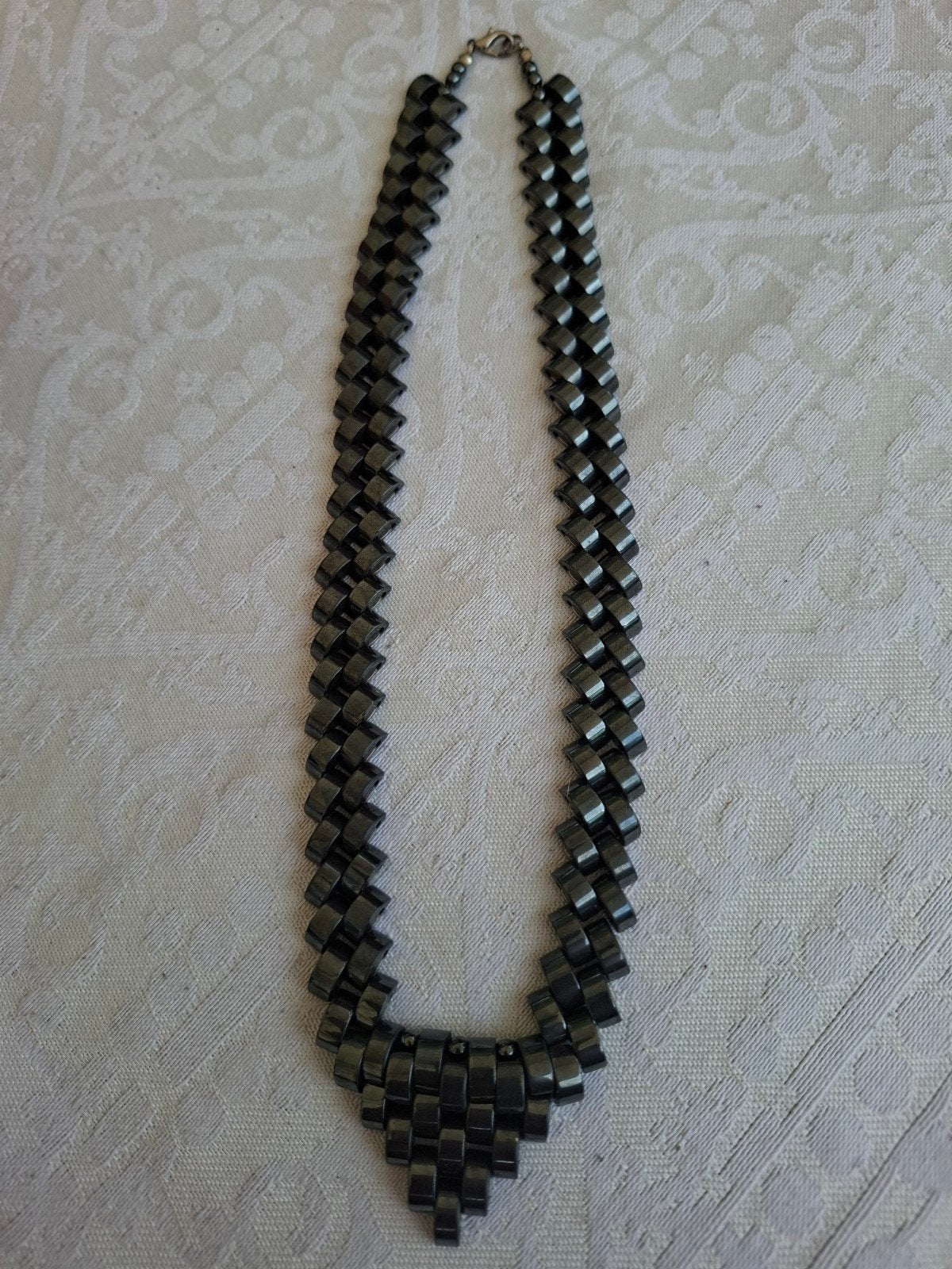Elegante Hematieten Ketting - Uniek Design, Sieraden, Tassen en Uiterlijk, Kettingen, Ophalen of Verzenden, Gebruikt, Grijs, Steen of Mineraal