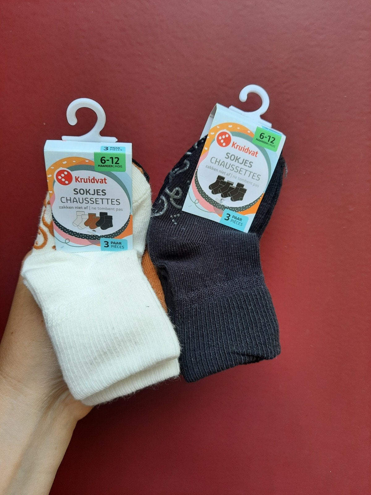 Kruidvat Babysokjes zwart/wit 6-12m - 6 paar, Jongetje of Meisje, Nieuw, Kruidvat, Ophalen of Verzenden