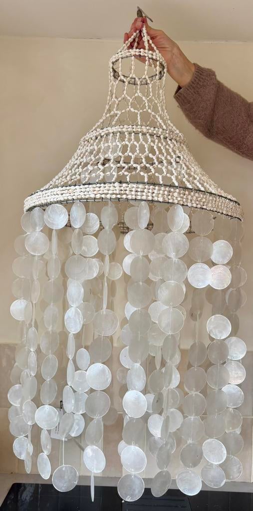 Schelpen lamp visschubben bali style, Huis en Inrichting, Lampen | Kroonluchters, Ophalen, Nieuw