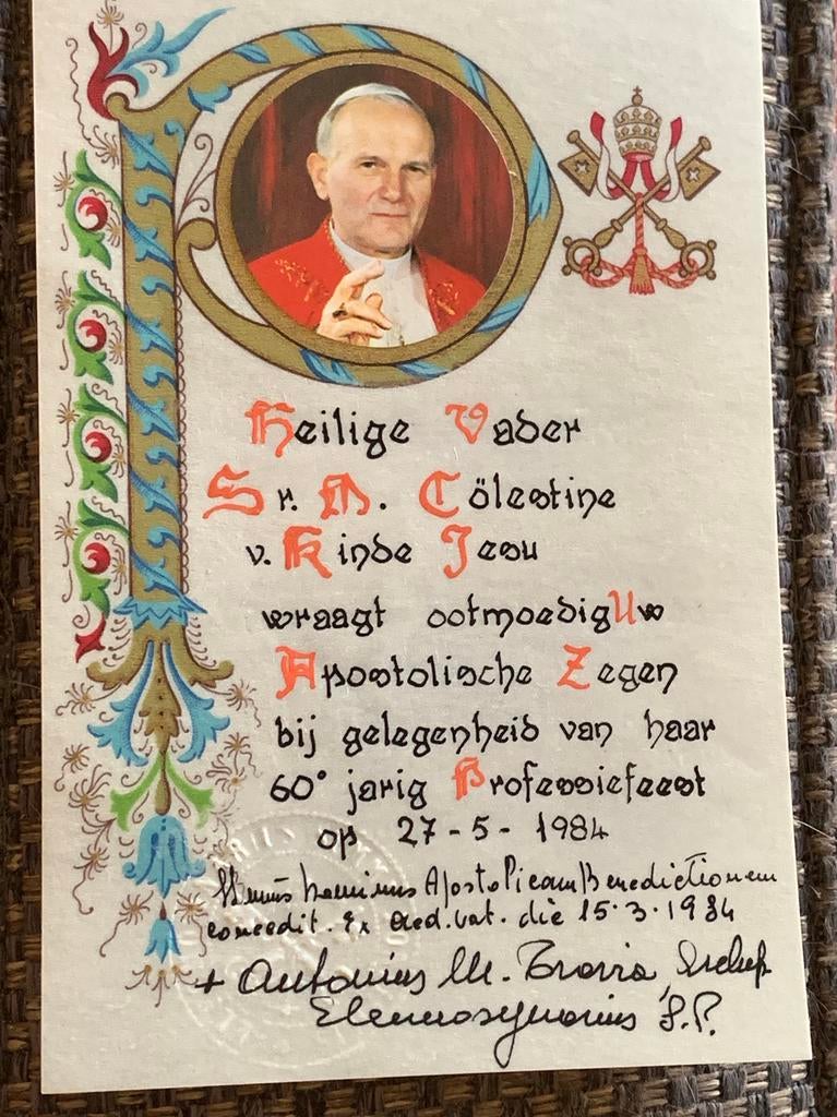 Perkament Paus prenten, Ophalen of Verzenden