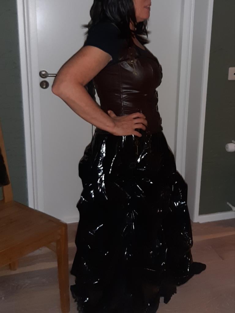 Steam Punk Rok, Corset & Hoed - Eigen creatie!, Maat 38/40 (M), Carnaval, Eigen ontwerp, Ophalen of Verzenden