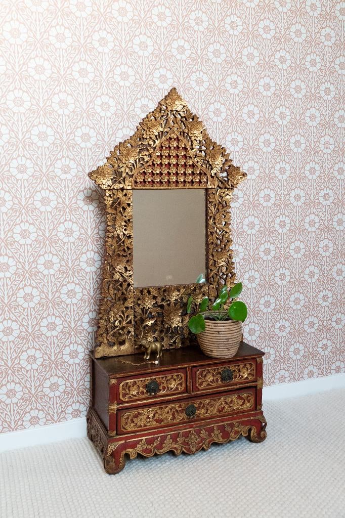 Antiek vintage kaptafel Indonesië, Ophalen, Rechthoekig, Minder dan 50 cm, Minder dan 100 cm