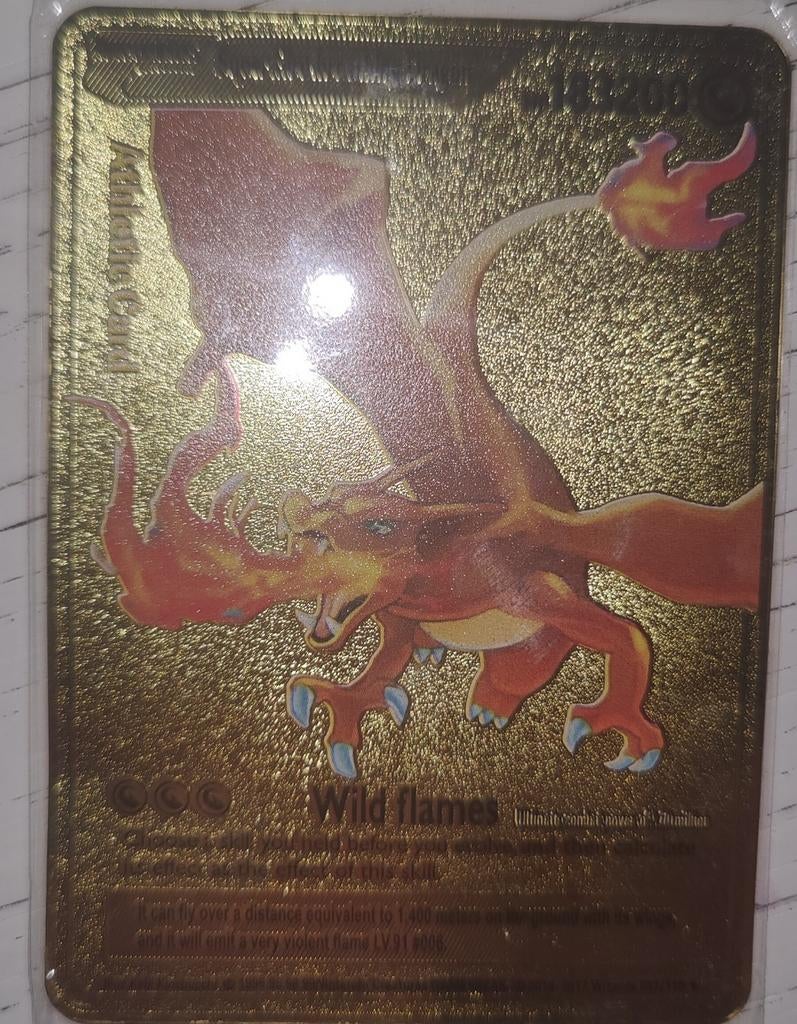 Gouden Charizard Kaart - Nieuwstaat, Ophalen of Verzenden, Nieuw, Losse kaart, Foil