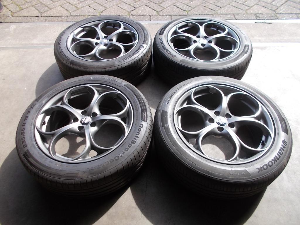 NIEUWE ALFA ROMEO STELVIO Q VELGEN + BANDEN 235 55 19 +TPMS, 19 inch, Banden en Velgen, Nieuw, Ophalen of Verzenden