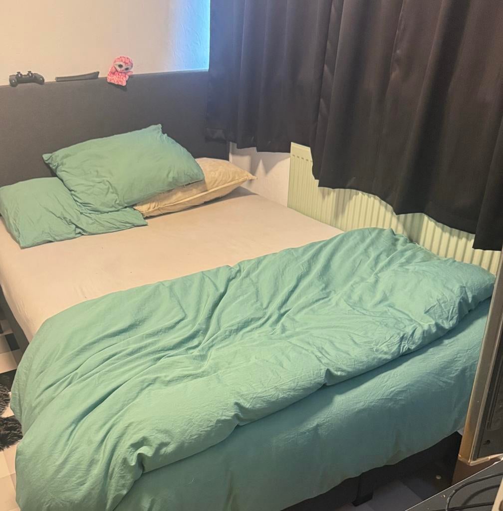 Van der Valk boxspring 140x200 antraciet (twijfelaar), Ophalen, Zo goed als nieuw, Tweepersoons, 140 cm