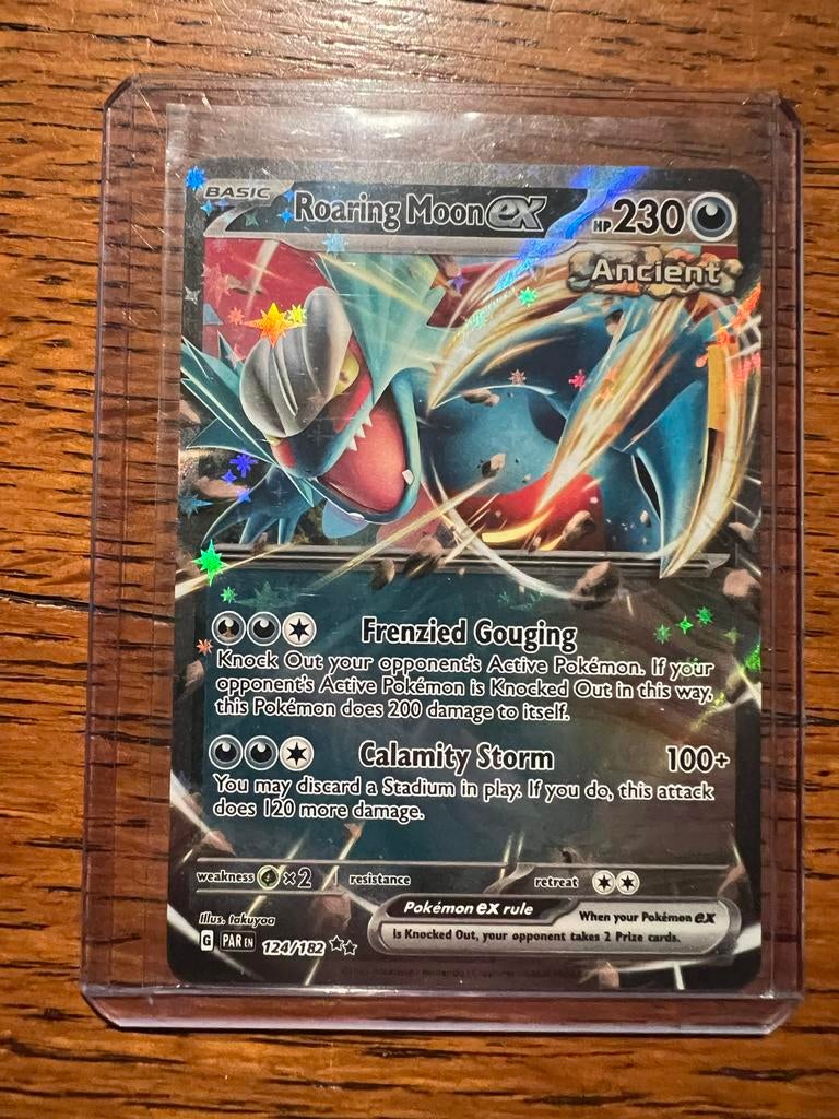 Roaring Moon ex - Zeldzame Pokémonkaart!, Ophalen of Verzenden, Zo goed als nieuw, Losse kaart, Foil