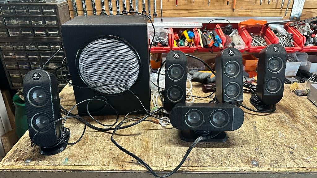 Speakerset voor PC, Computers en Software, Pc speakers, Ophalen, Gebruikt, Audiokanaal 5.1, Logitech, Creative