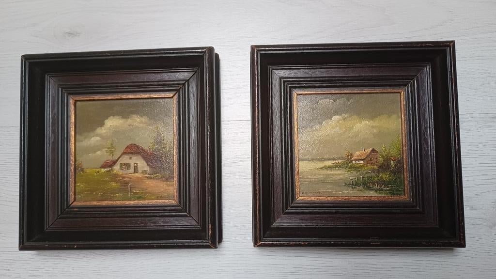 Twee schilderijtjes B. Haverkamp, Ophalen of Verzenden
