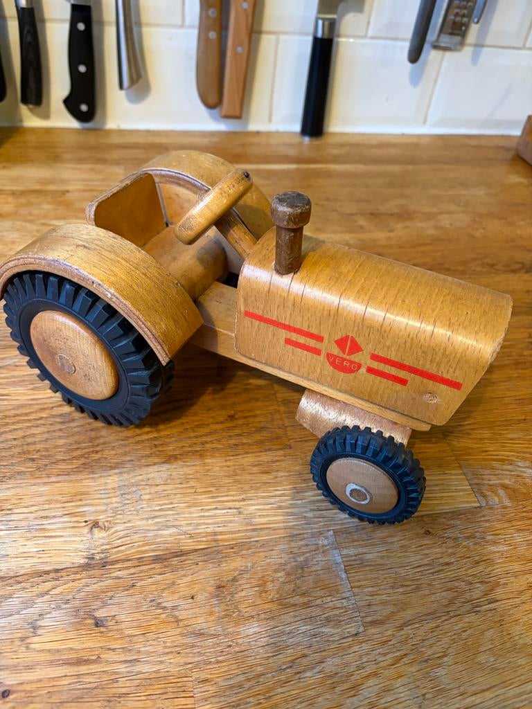 Vintage VERO houten tractor – DDR, jaren 60-70, Antiek en Kunst, Ophalen of Verzenden