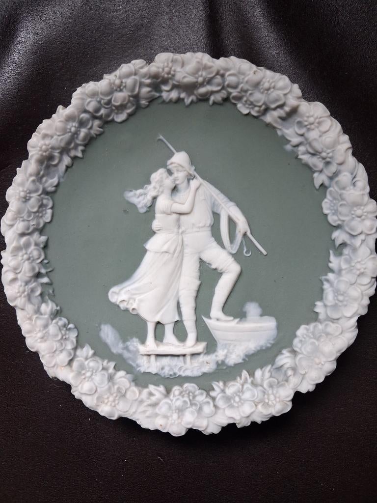 Duitse jasperware wand plaquette., Antiek en Kunst, Ophalen of Verzenden