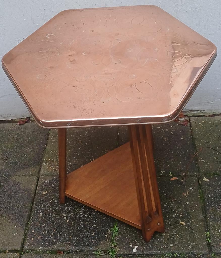 Jugendstil, Art Deco, Koper, Tafel, Bijzettafel, Antiek en Kunst, Ophalen of Verzenden