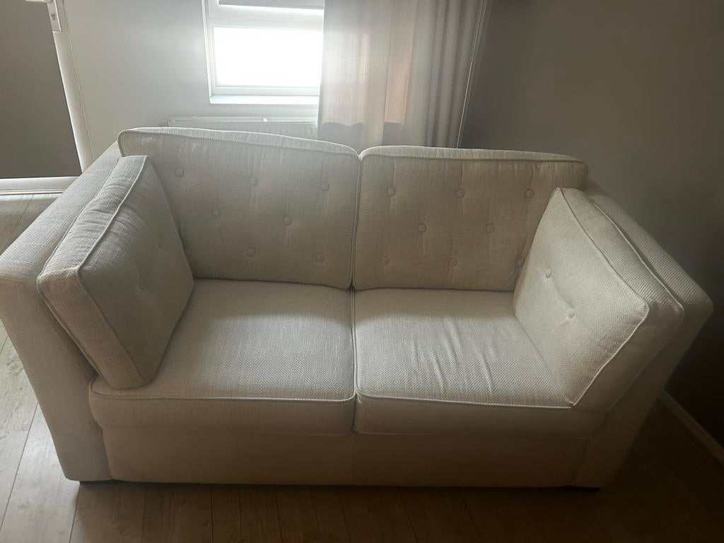 Beige 2-zits bank - 180x95 cm, Ophalen, Gebruikt, 150 tot 200 cm, Tweepersoons