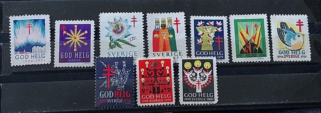 Zweedse Cinderella Kerstzegels jul 1950-1959 (deel 6), Ophalen of Verzenden, Zweden, Postfris