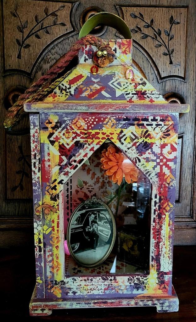 India/Boho/Gedenkkastje/Herdenkingskastje/Vitrinekastje, Antiek en Kunst, Curiosa en Brocante, Ophalen of Verzenden
