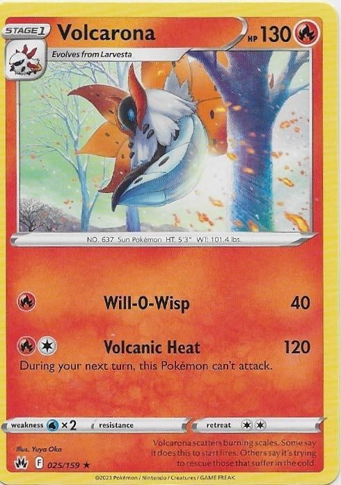 Crown Zenith,  Volcarona [rare] 25/159, Ophalen of Verzenden, Nieuw, Losse kaart