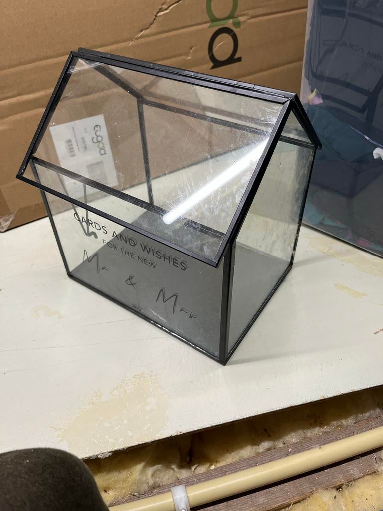 Glazen Kistje voor Trouwfeest, Huis en Inrichting, Woonaccessoires | Kisten, Ophalen, Zo goed als nieuw, Glas, Minder dan 50 cm