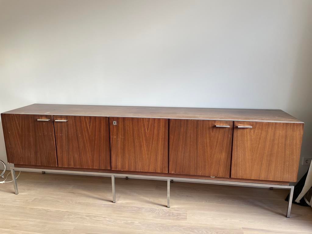 Groot vintage dressoir palissander fineer, Ophalen, Gebruikt, 25 tot 50 cm, 200 cm of meer