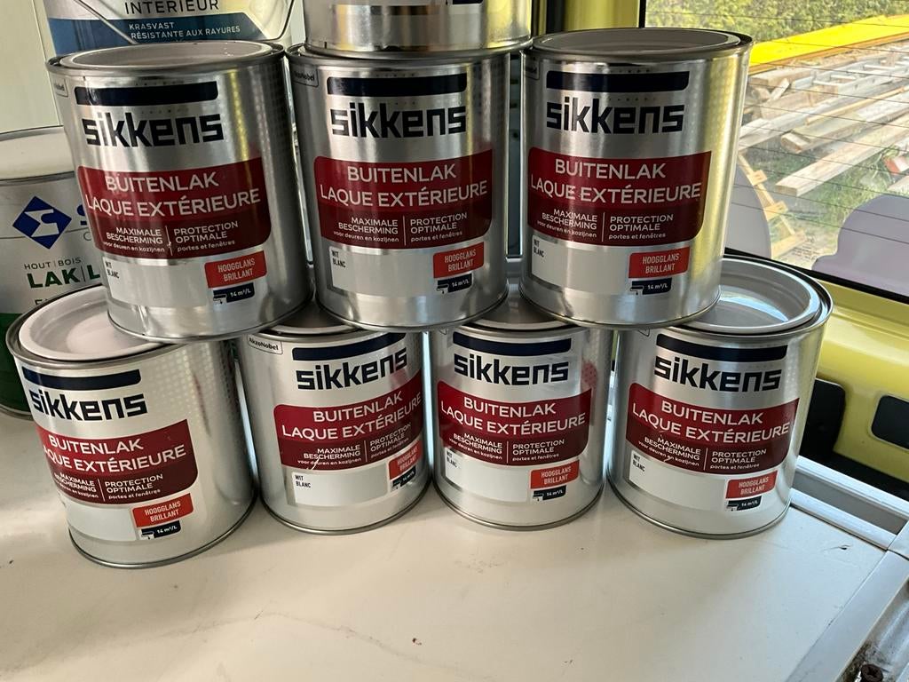 Sikkens wit hoogglans  of zijdeglans nieuw  17 p.s, Ophalen of Verzenden, Nieuw, Wit, Lak