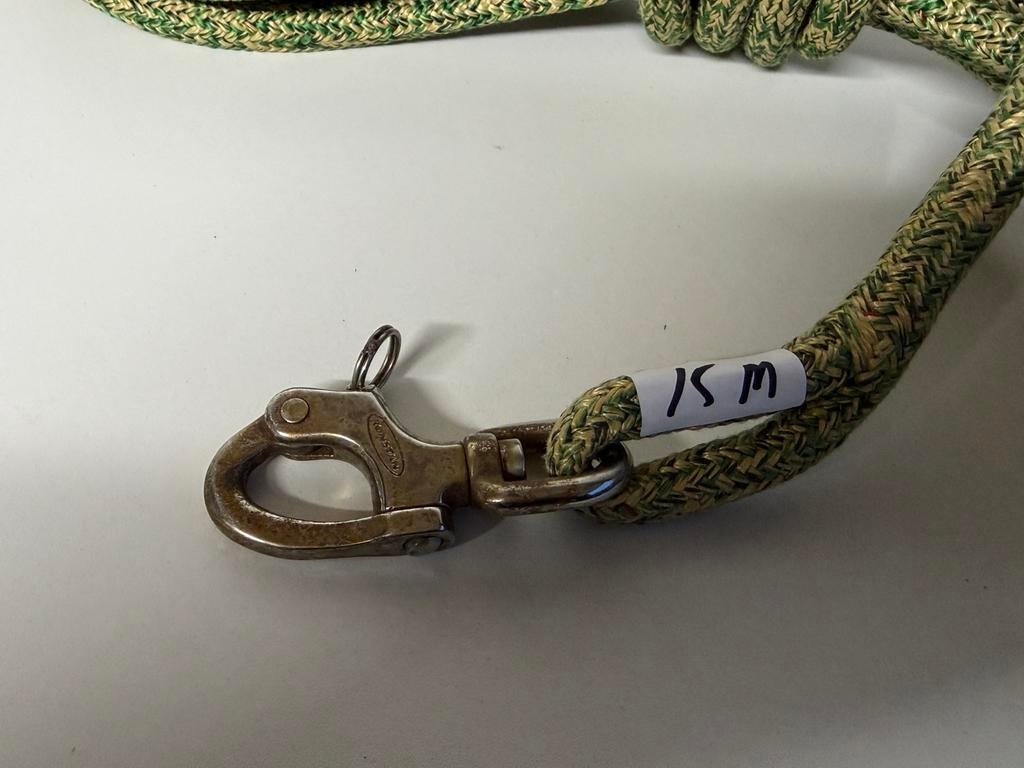 15 meter Dyneema lijn 14 mm met Ronstan sluiting, Ophalen of Verzenden, Gebruikt, Lijn of Blok