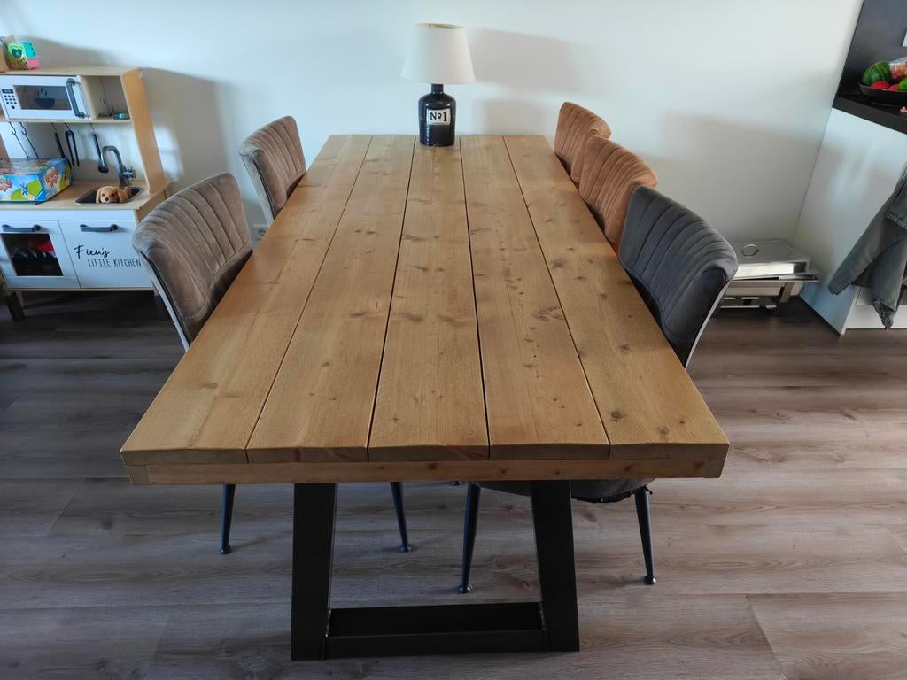 Steigerhouten eettafel, Huis en Inrichting, Tafels | Eettafels, Overige houtsoorten, Gebruikt, 100 tot 150 cm, 200 cm of meer
