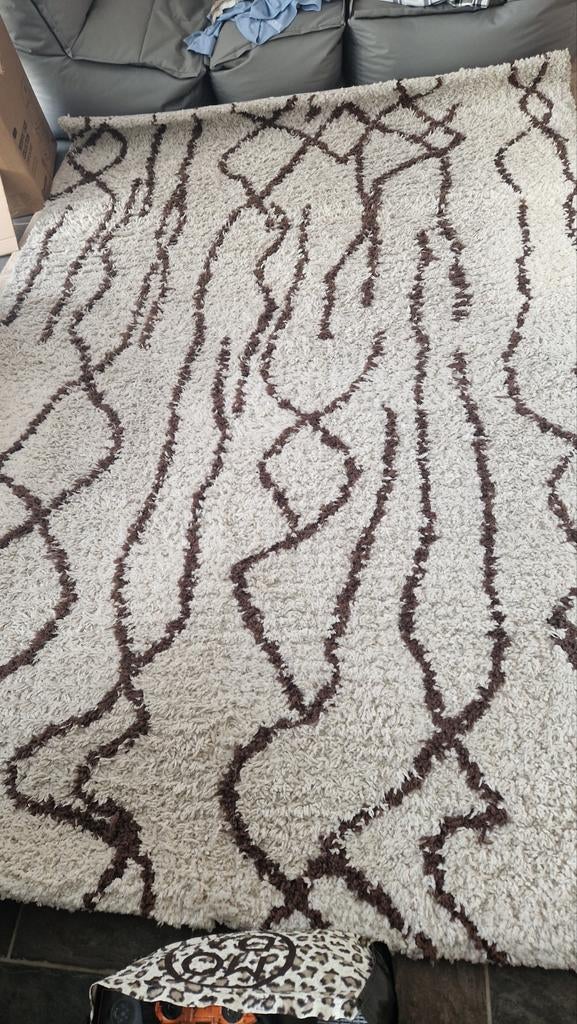 Groot vloerkleed 190x280 Leen Bakker, Ophalen, Bruin, 200 cm of meer, Zo goed als nieuw