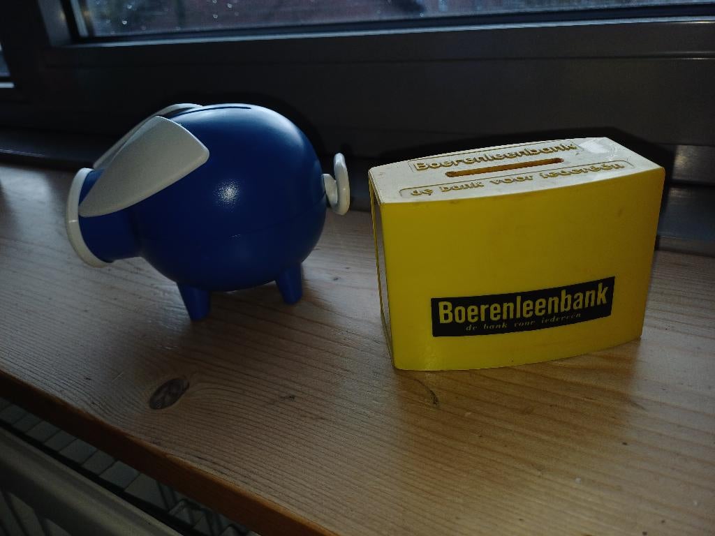 spaarpotjes Rabobank en Boerenleenbank, Verzamelen, Spaarpotten, Zo goed als nieuw, Overige thema's, Kunststof, Ophalen of Verzenden