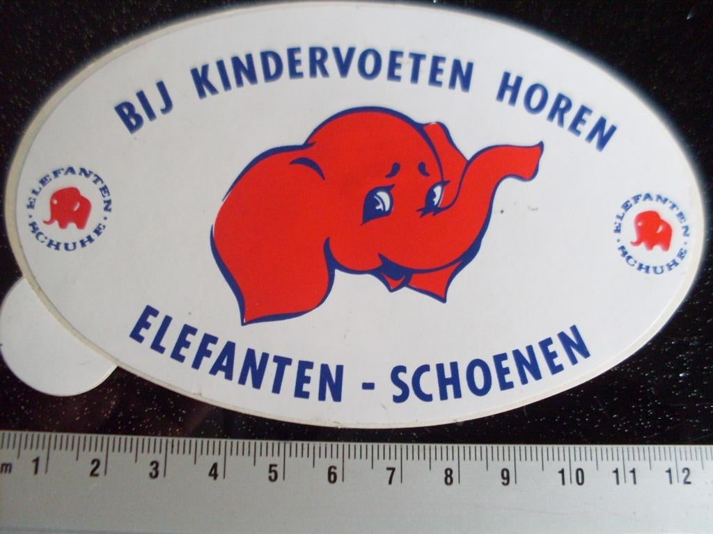 sticker bij kindervoeten horen elefanten schoenen logo, Ophalen of Verzenden, Zo goed als nieuw, Merk