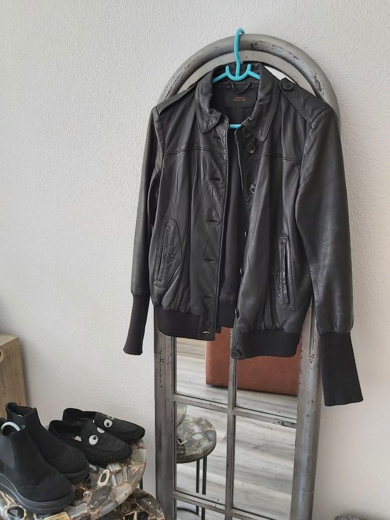 Italiaanse boterzachte designer zwarte lams leren jas 38 40, Kleding | Dames, Maat 38/40 (M), Mauro Grifoni, Verzenden, Zwart