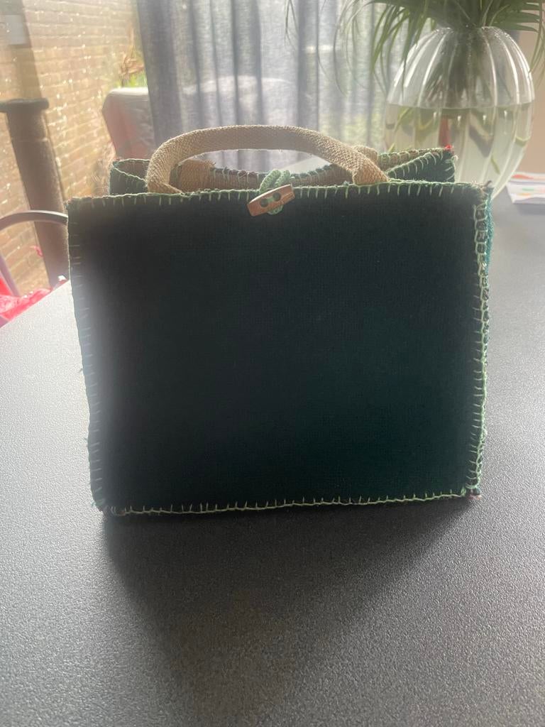 Donkergroene handgemaakte tas van AaBe dekens, Ophalen of Verzenden, Nieuw, Groen, Handtas