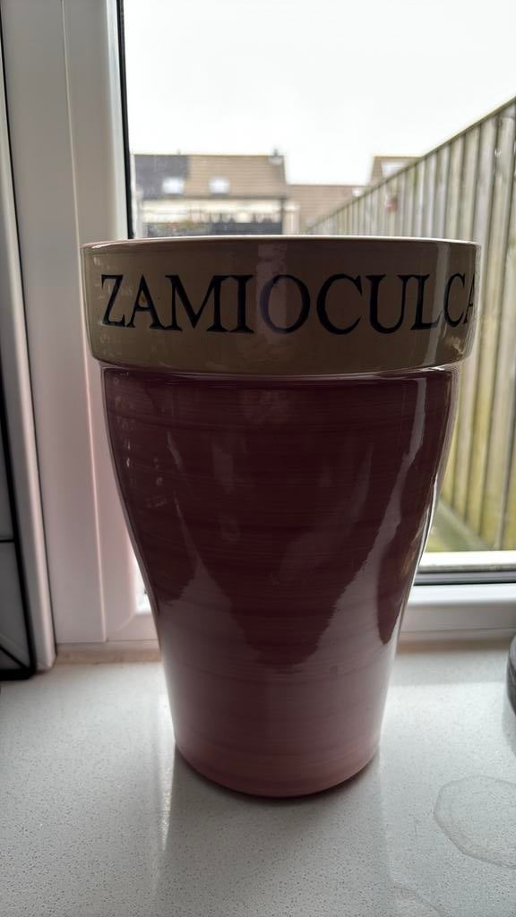 Zamioculcas vaas, Tuin en Terras, Bloempotten, Rond, Ophalen of Verzenden, Zo goed als nieuw, Aardewerk