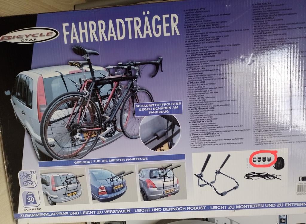 Bicycle Gear fietsendrager, Ophalen, 2 fietsen, Nieuw, Achterklepdrager