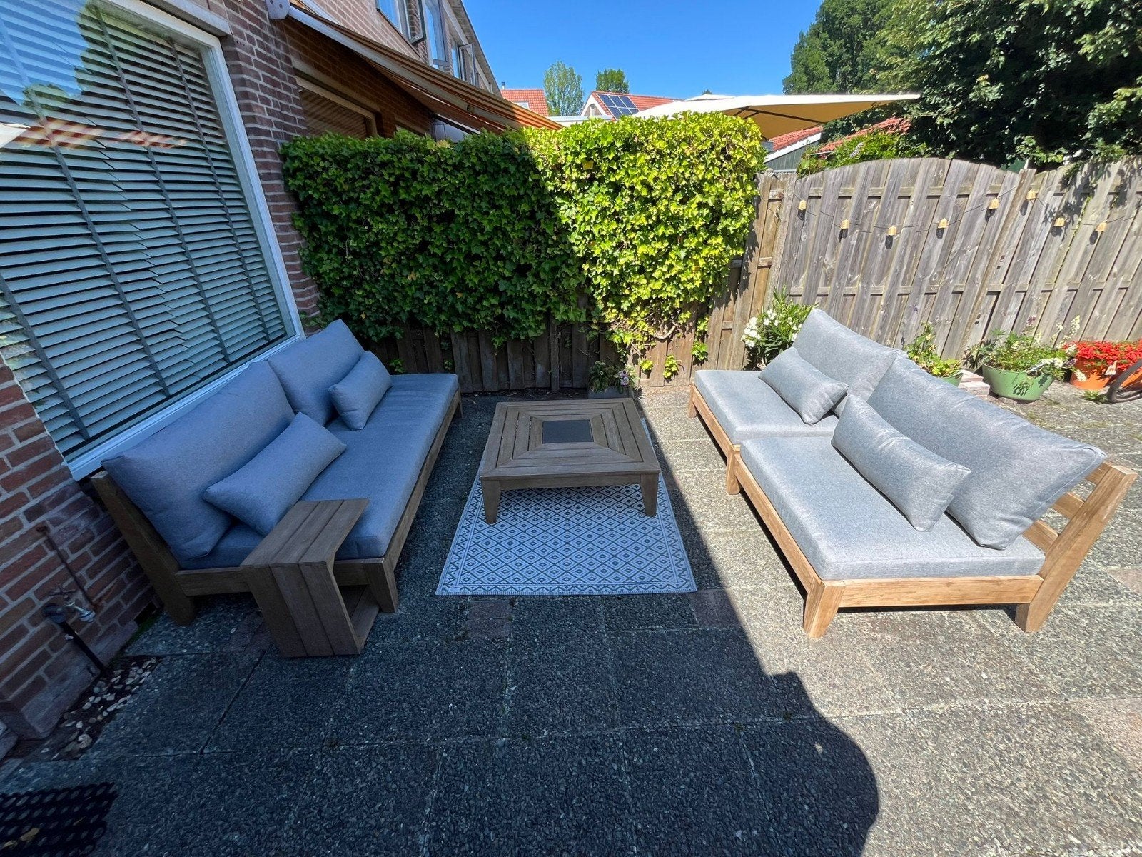 Buitengewoon Boet Cano Sofa Loungeset - Hout, Tuin en Terras, Ophalen, 5 zitplaatsen, Zo goed als nieuw, Loungeset