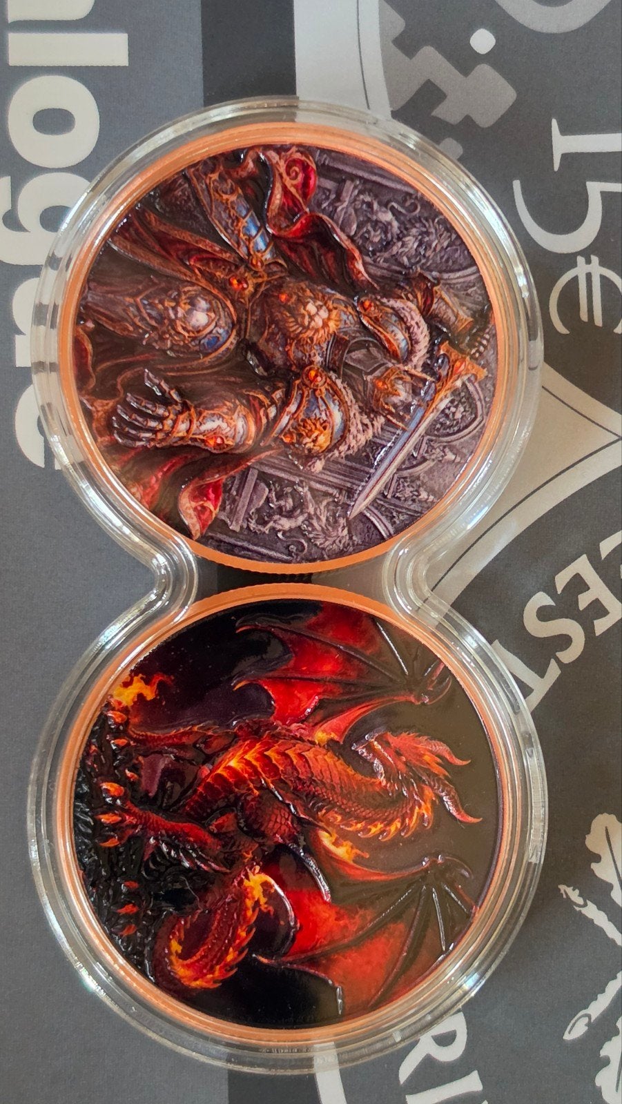 2x 1 oz 999 Koper Kleurrijk Diep Reliëf Munten, Postzegels en Munten, Munten en Bankbiljetten | Toebehoren, Ophalen of Verzenden