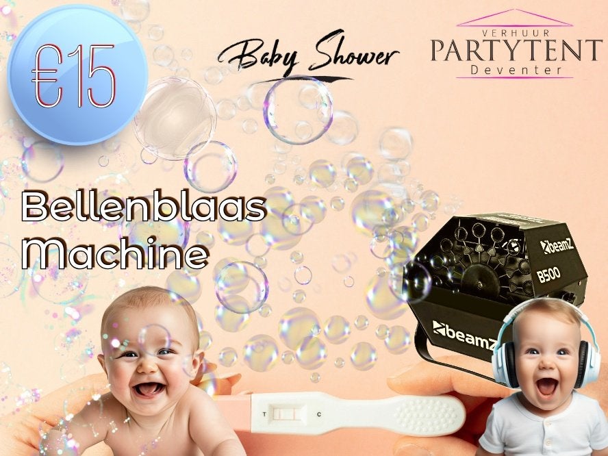 Babyshower bellenblaasmachine huren feest, Ophalen, Nieuw, Verjaardag