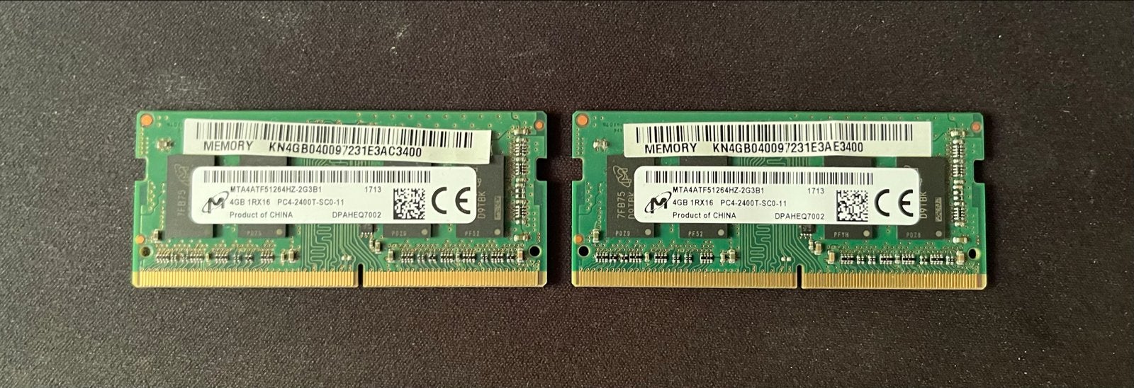 Laptop RAM 2x 4GB PC4-2400T-SC0-11, Computers en Software, RAM geheugen, Gebruikt, DDR4, 8 GB, Ophalen of Verzenden