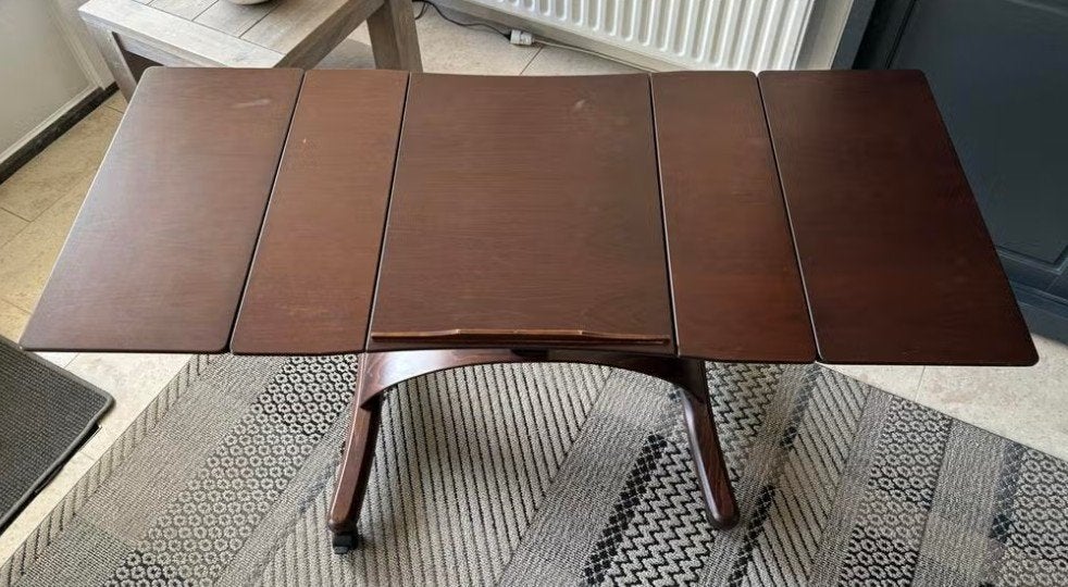 unieke verrijdbare verstelbare bijzet tafel / laptop tafel, Ophalen, Gebruikt, 75 cm of meer, 60 cm of meer