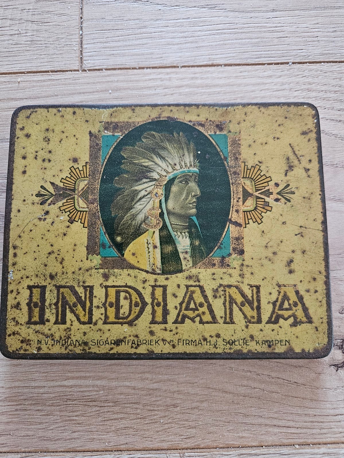 Vintage Indiana Sigarenfabriek Blik - H.J. Sollie Kampen, Ophalen of Verzenden