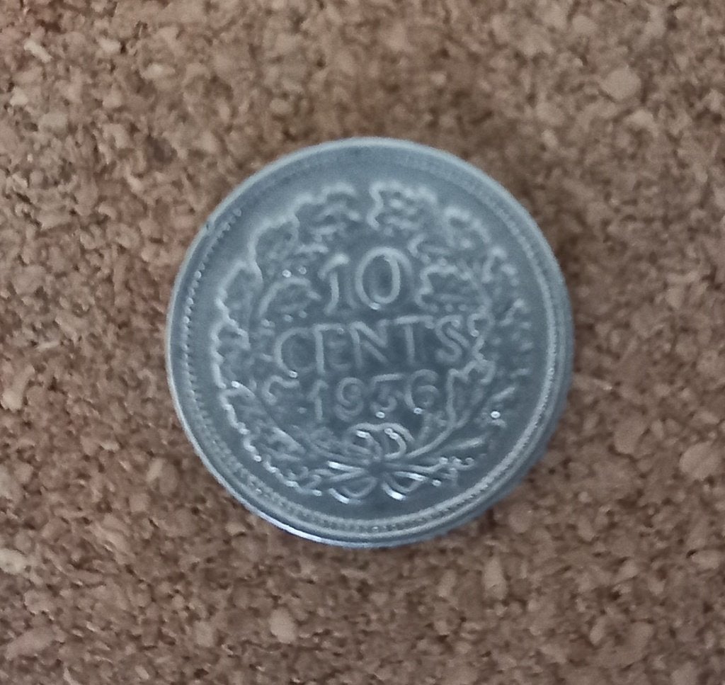 Zilveren Dubbeltje 1936, Zilver, Ophalen of Verzenden, 10 cent, Koningin Wilhelmina
