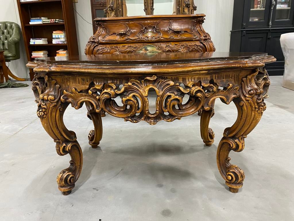 Prachtige italiaans barok salontafel + bijzettafel, Huis en Inrichting, Tafels | Salontafels, Zo goed als nieuw, Minder dan 50 cm