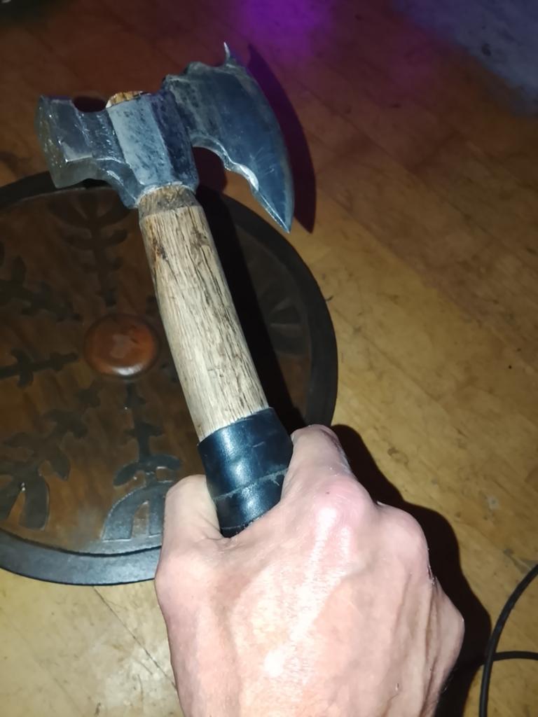 Handgemaakt Viking Bijltje met Leren Beschermhoes en Holster, Ophalen of Verzenden