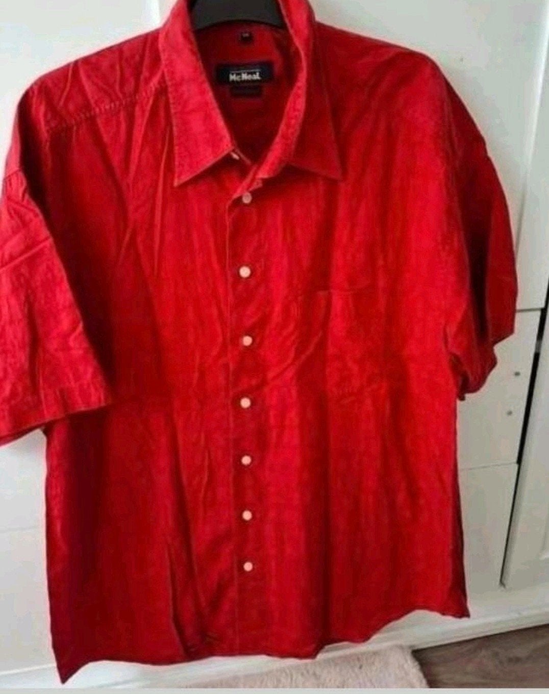 McNeal Heren Overhemd Rood Korte Mouw XXL – 100% Katoen, Kleding | Heren, McNeal, Ophalen of Verzenden, Zo goed als nieuw, Overige halswijdtes