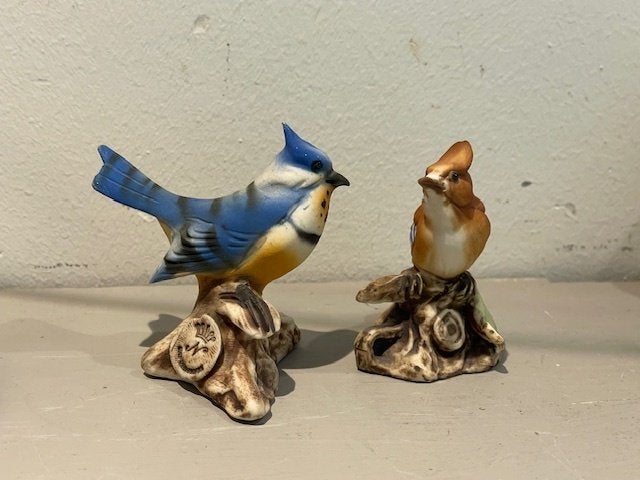 2 x vintage vogelbeeldje Capodimonte porselein., Ophalen, Zo goed als nieuw, Dier