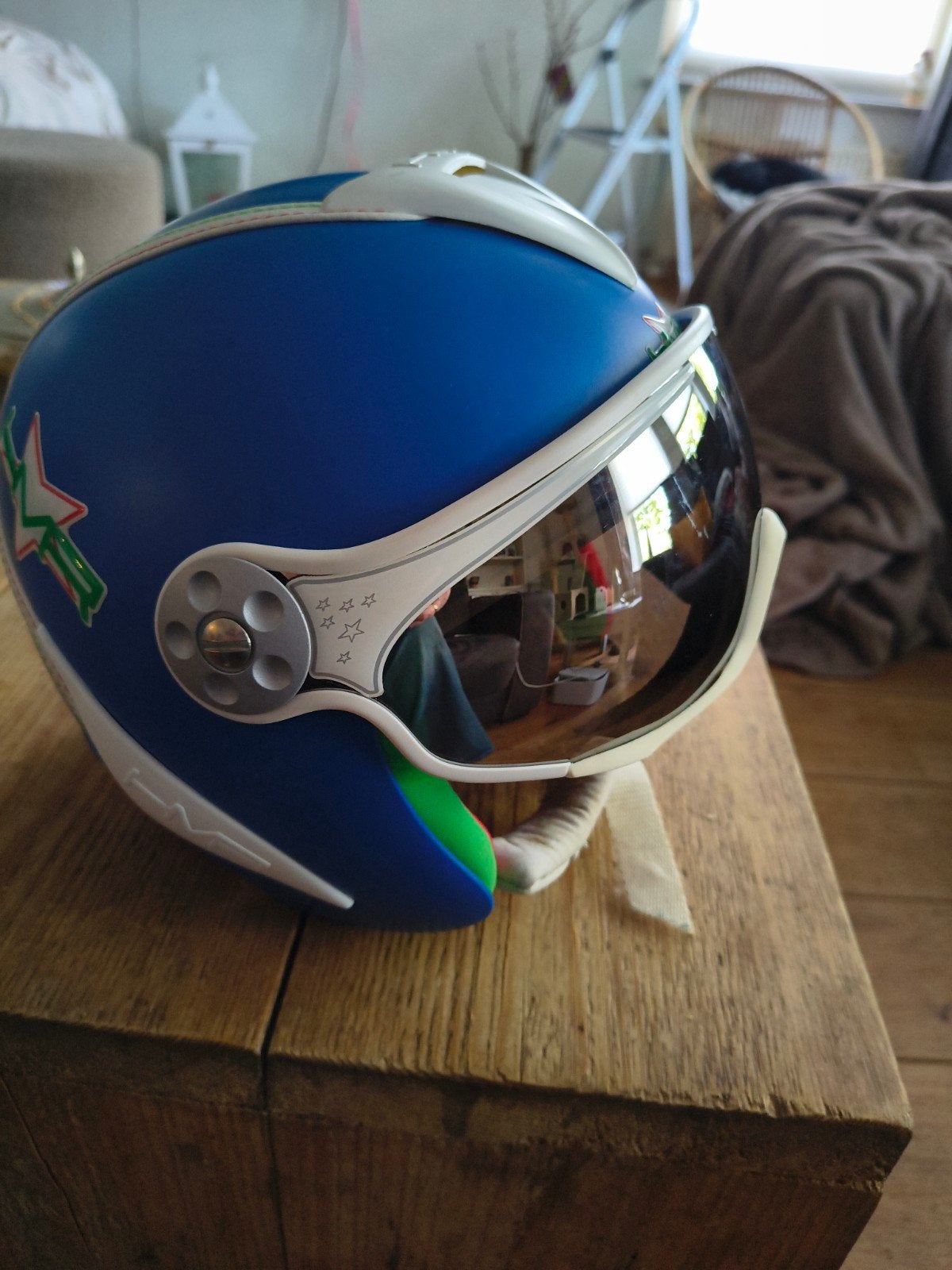 HMR skihelm - Blauw met Italiaanse details, Gebruikt, Overige typen, Skiën, Minder dan 100 cm