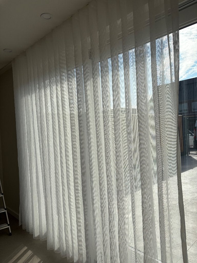 Splinternieuwe wavegordijnen – linnenlook –, Ophalen, Nieuw, Wit, Textiel