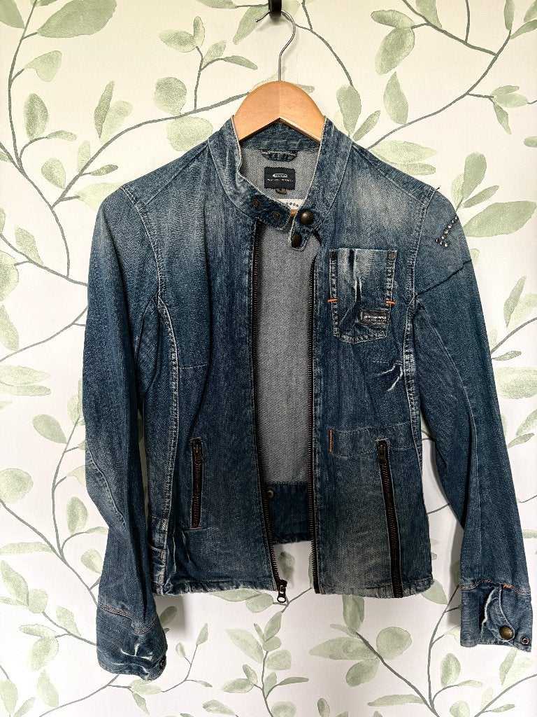 G-star spijkerjasje jeansjasje small 36, Blauw, Ophalen of Verzenden, Zo goed als nieuw, Jasje