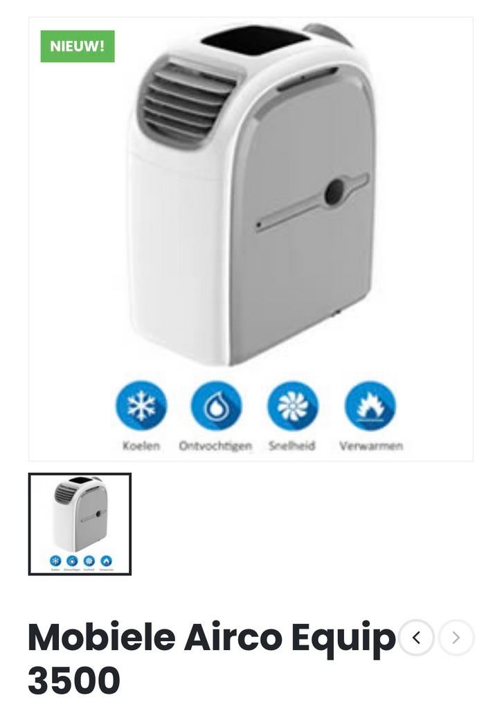Mobiele Airco, Equip 3500, Energieklasse A!, Ophalen, Koelen en Ontvochtigen, Minder dan 60 m³, 3 snelheden of meer