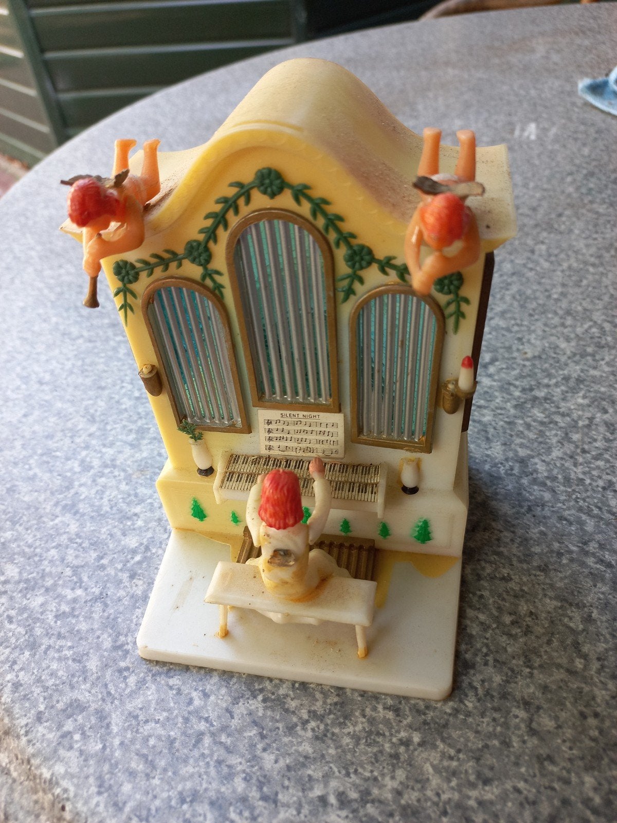 Vintage speeldoosje met orgel en engeltjes - Silent Night, Ophalen of Verzenden, Gebruikt