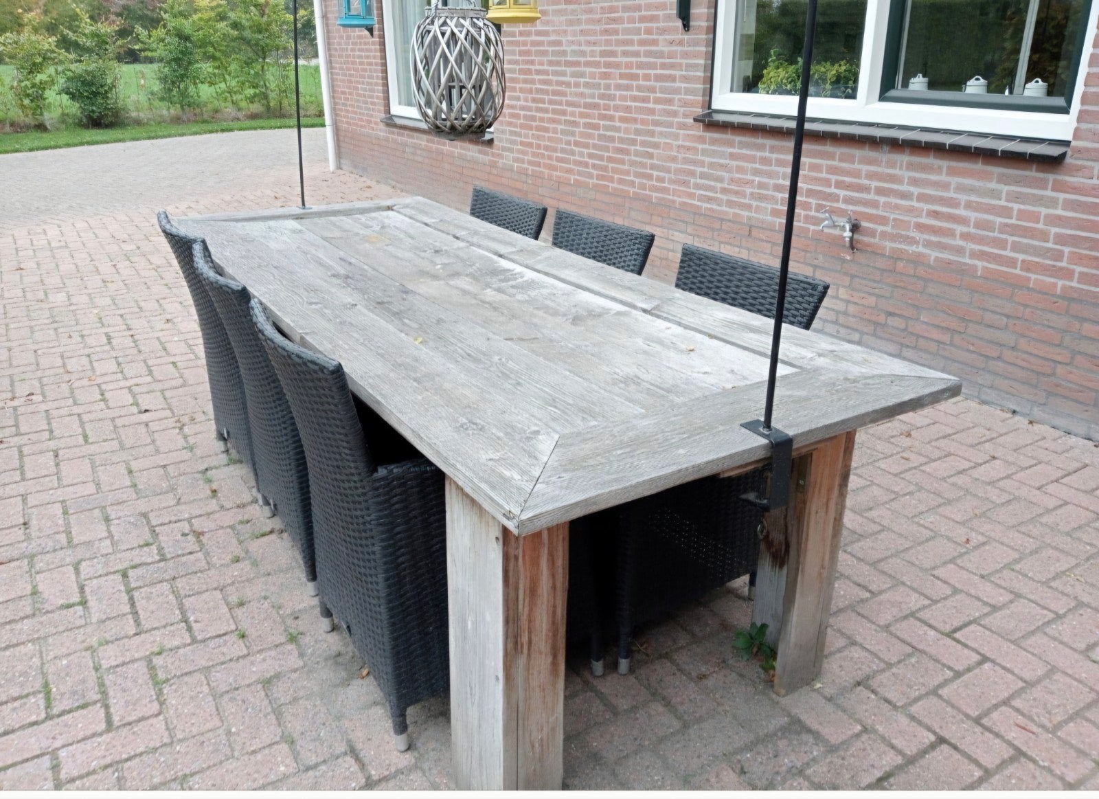 GRATIS tuintafel steigerhout, Tuin en Terras, Ophalen, Gebruikt, Rechthoekig, Hout